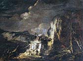 Rocky Landscape with a Huntsman and Warriors